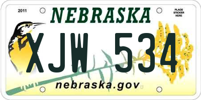 NE license plate XJW534