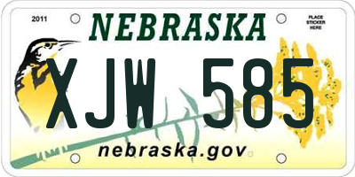 NE license plate XJW585