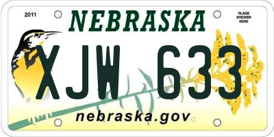 NE license plate XJW633