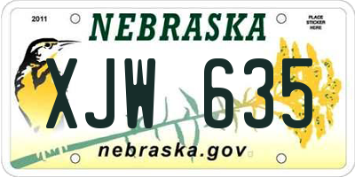 NE license plate XJW635