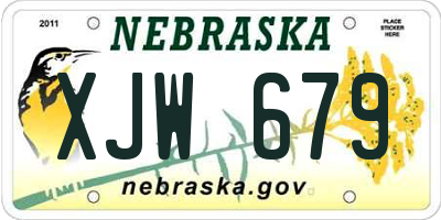 NE license plate XJW679