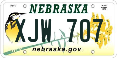 NE license plate XJW707