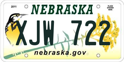 NE license plate XJW722