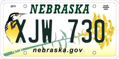 NE license plate XJW730