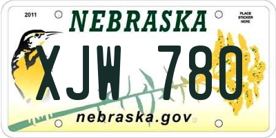 NE license plate XJW780