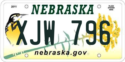 NE license plate XJW796