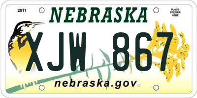 NE license plate XJW867
