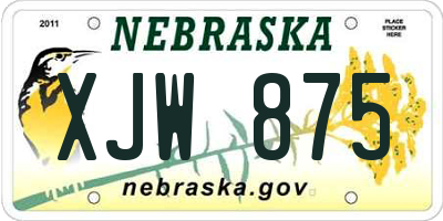 NE license plate XJW875