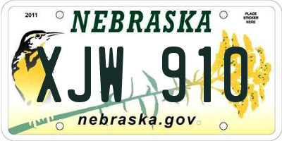 NE license plate XJW910