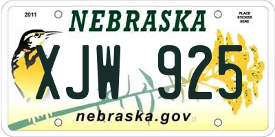 NE license plate XJW925