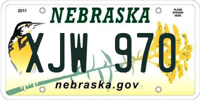 NE license plate XJW970