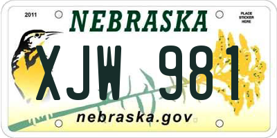 NE license plate XJW981