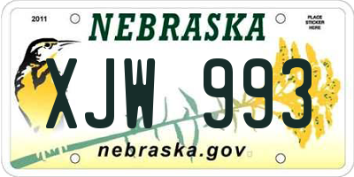 NE license plate XJW993