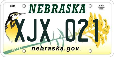 NE license plate XJX021