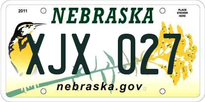 NE license plate XJX027