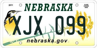 NE license plate XJX099