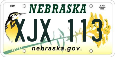 NE license plate XJX113