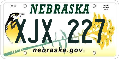 NE license plate XJX227