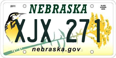 NE license plate XJX271