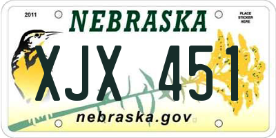 NE license plate XJX451