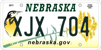 NE license plate XJX704