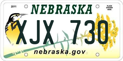 NE license plate XJX730
