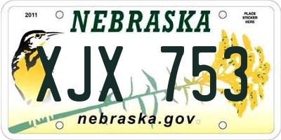 NE license plate XJX753