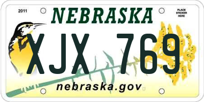 NE license plate XJX769
