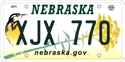 NE license plate XJX770
