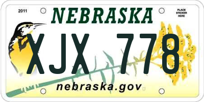 NE license plate XJX778