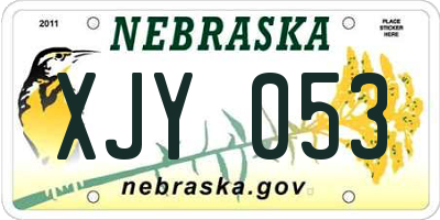 NE license plate XJY053