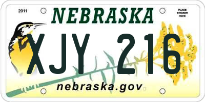NE license plate XJY216