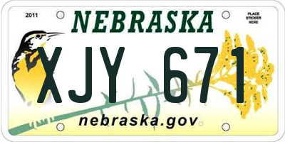 NE license plate XJY671