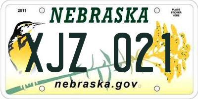 NE license plate XJZ021