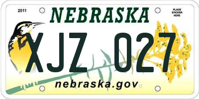 NE license plate XJZ027