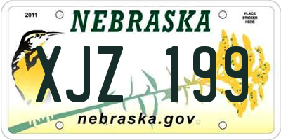 NE license plate XJZ199