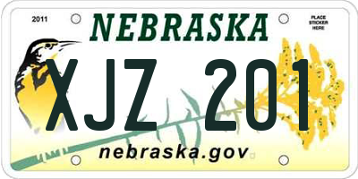 NE license plate XJZ201