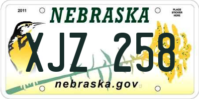 NE license plate XJZ258