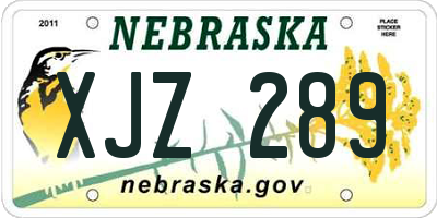 NE license plate XJZ289