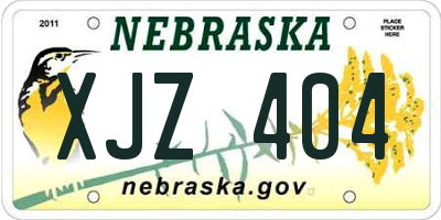 NE license plate XJZ404