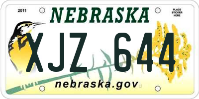 NE license plate XJZ644