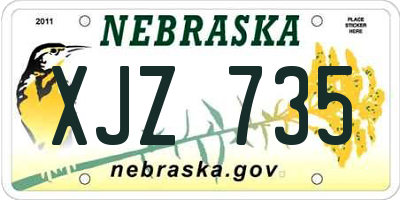 NE license plate XJZ735