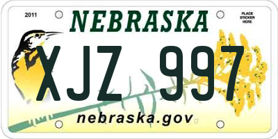 NE license plate XJZ997
