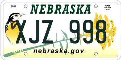 NE license plate XJZ998
