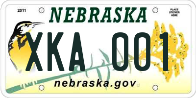NE license plate XKA001