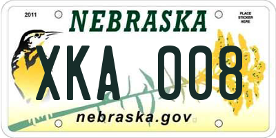 NE license plate XKA008