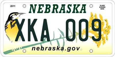 NE license plate XKA009