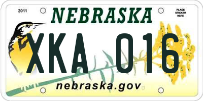 NE license plate XKA016