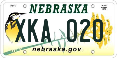 NE license plate XKA020