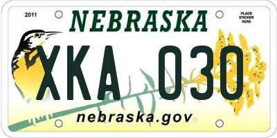 NE license plate XKA030